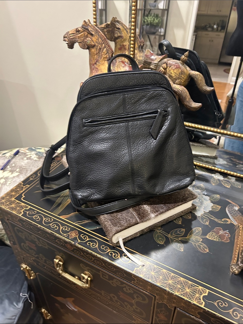 Gianni Bini Black Leather Mini Backpack
